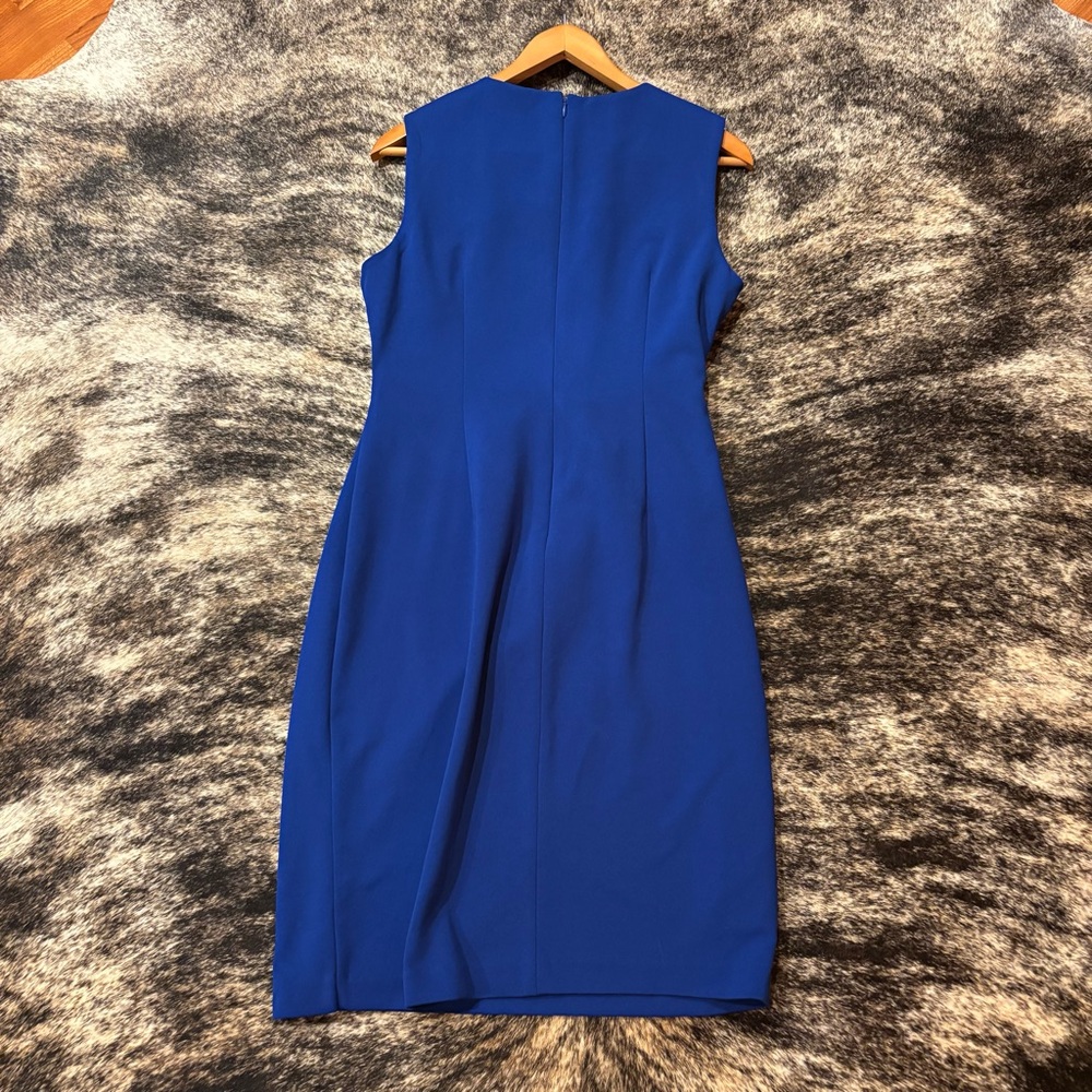 Women’s Blue Calvin Klein Dress Size 12, Beautiful Blue Sleeveless Wrap Dress - Picture 5 of 12